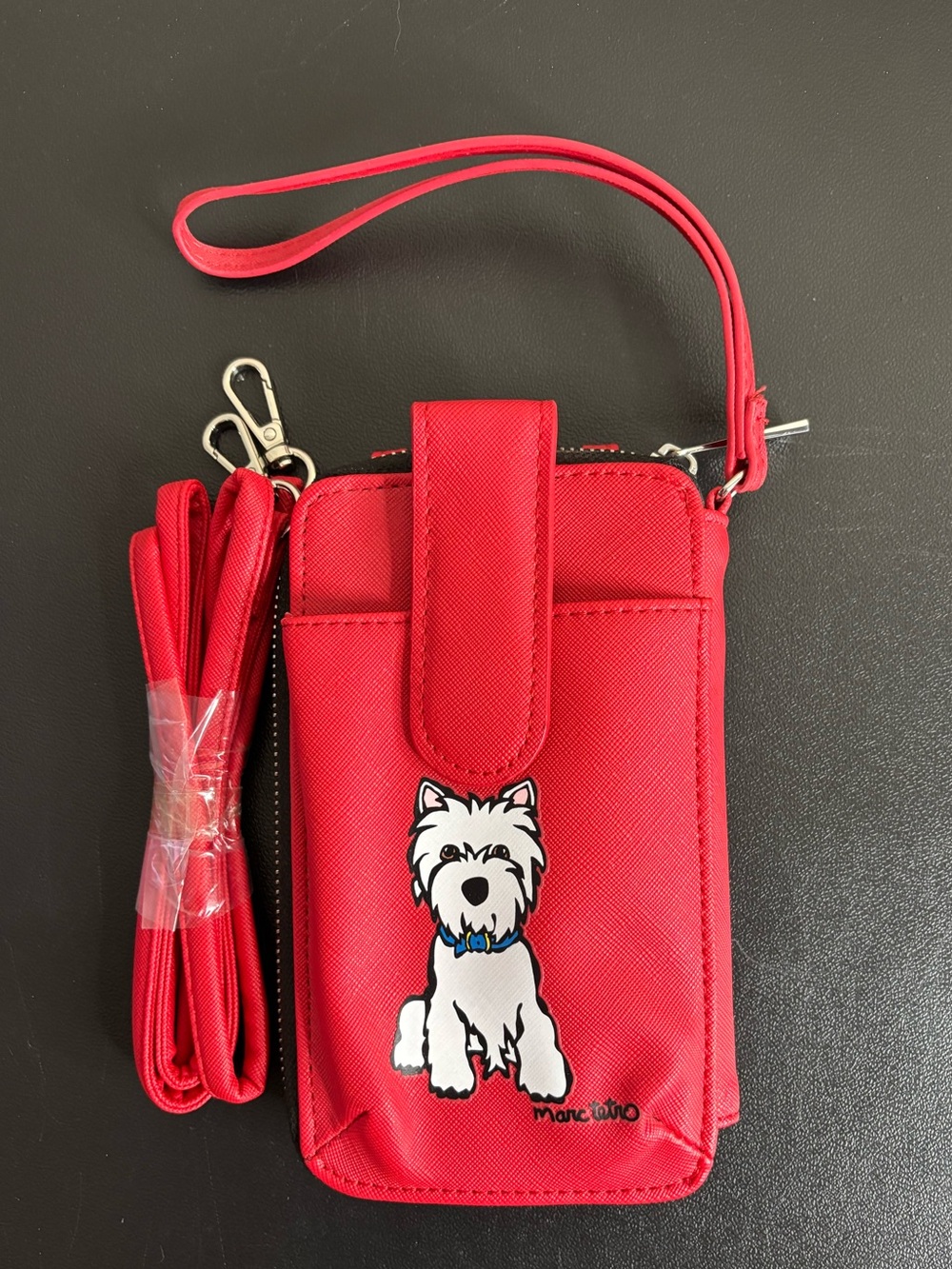 Marc Tetro Westie Red Crossbody Phone Wallet Purse Bag Wristlet